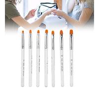 Professional Nail Brush Set 7pcs - Transparent Handle Nail Art Brushes for DIY Painting, Drawing & Carving - Nylon Bristles with Metal Aluminum Tube (Transparent)