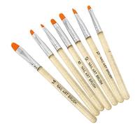 Professional Nail Brush Set 7pcs - Transparent Handle Nail Art Brushes for DIY Painting, Drawing & Carving - Nylon Bristles with Metal Aluminum Tube (Gold)