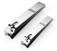 Professional Nail Clippers Set - Toenail Clippers & Fingernail Clipper Combo, Dual-Size Stainless Steel Nail Cutters for Home/Travel, Anti-Slip Grip, Ingrown Nail Care Tool