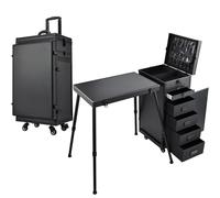 Professional Nail Desk Nail Table Manicure Table Art Table Makeup Case Salon Nail Technician Station with Nail Tech Supplies Beauty Trolley Makeup Trolley with 5 Drawers for Manicurist, Black