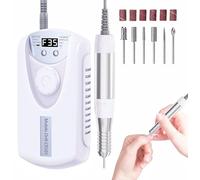 Professional Nail Drill Electric File:COYZU 35000RPM Portable Cordless Nail Drill Machine with Bits, Rechargeable E File for Acrylic & Gel Nails, Manicure & Pedicure Tech Tool for Home Salon, White