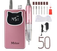 Professional Nail Drill File 45000RPM Electric Portable Nails Drills Kit with Rechargeable 7 uñas Bits Cordless Efile for Poly Gel Acrylic Nails Remover Home Salon Pedicure Manicure Tool (Rose Pink)