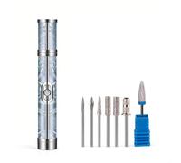 Professional Nail Drill Kit Rechargeable E File for Acrylics Gel Removal Nail Art Trimming Buffing Low Noise Compact Design Silver(7 Blue Accessories)