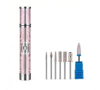 Professional Nail Drill Kit Rechargeable E File for Acrylics Gel Removal Nail Art Trimming Buffing Low Noise Compact Design Silver(7 Pink Accessories)