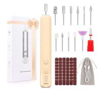 Professional Nail Drill Set, 2,0000 RPM Electric Nail File with 12 Grinding Head & 100Pcs Sanding Bands for Acrylic Gel Nails, Manicure and Polishing (Beige)
