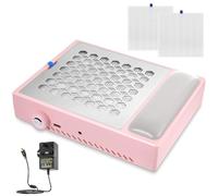 Professional Nail Dust Collector,56W Dust Collector Nail Salon with 2 Reusable Filters, Powerful Nail Dust Extractor Fan for Acrylic Gel Nails, Low Noise Nail Vacuum Cleaner,Pink