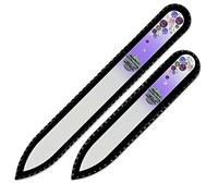 Professional Nail Files - Mont Bleu Set of 2 Crystal Nail Files hand decorated with crystals from Swarovski - Handmade - Czech Tempered Glass - Travel Nail File For Shiny Nails