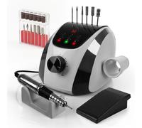 Professional Nail Milling Machine 65W with LCD Display, 35,000RPM, Twist-Lock Hand, HAND/FOOT Mode, Set of Cutters and Overlays, Electric Nail File for Hybrid and Acrylic Manicure and Pedicure