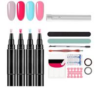 Professional Nail Pen Set-4 Colors Per Set with Tool, Nail Polish Pen, 3 in 1 Nailpolish Pens Quick Dry for Women, Easy Nails Polish Pens for Diy Nails Art (1 Set(24 pcs)-E)