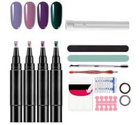 Professional Nail Pen Set-4 Colors Per Set with Tool, Nail Polish Pen, 3 in 1 Nailpolish Pens Quick Dry for Women, Easy Nails Polish Pens for Diy Nails Art (1 Set(24 pcs)-F)