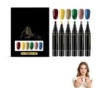 Professional Nail Polish Pens Set, 6 Colors, 3-in-1 Quick-Drying Gel Nail Polish Marker, Beginners and Nail Art Enthusiasts Can Be Beautiful Anytime, Anywhere