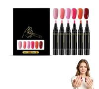 Professional Nail Polish Pens Set, 6 Colors, 3-in-1 Quick-Drying Gel Nail Polish Marker, Beginners and Nail Art Enthusiasts Can Be Beautiful Anytime, Anywhere