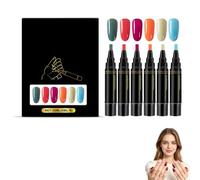 Professional Nail Polish Pens Set, 6 Colors, 3-in-1 Quick-Drying Gel Nail Polish Marker, Beginners and Nail Art Enthusiasts Can Be Beautiful Anytime, Anywhere
