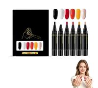 Professional Nail Polish Pens Set, 6 Colors, 3-in-1 Quick-Drying Gel Nail Polish Marker, Beginners and Nail Art Enthusiasts Can Be Beautiful Anytime, Anywhere