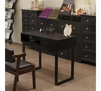 Professional Nail Station with Drawers - Sturdy Black Metal Manicure Table for Salons & Home Spas, 31.5" Workstation Ideal for Nail Technicians and Study Desks