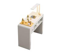 Professional Nail Tech Desk with LED Lamp & Electric Dust Collector Modern Manicure Table for Beauty Spa Salon Wooden Makeup Dressing Station with Drawers.
