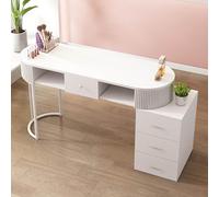 Professional Nail Tech Desk with Storage Modern Wooden Manicure Table for Beauty Salon & Home Spa 3-Layer Cabinet & Drawers for Nail Artists