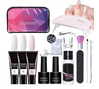 Professional NailCare Accessories - NailGel Kit, BuilderGlue Gel 3 Colors Base | Top Coat and Nail Lamp, Beginner Manicure Set for Home Salon, Gel Polish for Designs Lasting Nails
