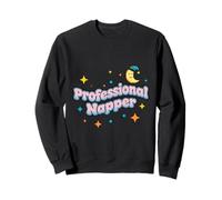 Professional Napper Bubble Letter Pixel Moon Sweatshirt