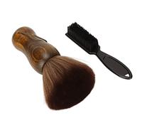Professional Neck Duster Brush, Nylon and Wooden Handle for Effective Hair Cleaning with Included Detail Brush - Perfect for Barbershop, Salon Use