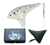 Professional ocarina Ocarina 12 Note Middle C Ceramic Instrument Carrying Case For Beginners(White)