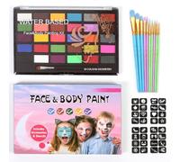 Professional Oil Face Body Paint Palette with Brushes Kit Long-lasting Blendable Painting Set for Cosplay Parties SFX Artists Beginners Adults