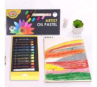 Professional Oil Pastels Set,12 Colors Soft Painting Oil Pastels Vivid Drawing Crayons Water Soluble Oil Painting Sticks Art Supplies Easy Grip Crayons for Artists Kids, Adults, Students,Beginners
