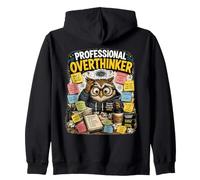 Professional Overthinker Funny Anxiety And Overthinking Owl Zip Hoodie