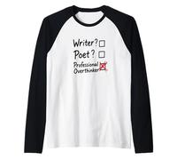 Professional Overthinker Funny Writer Poet Checklist Raglan Baseball Tee