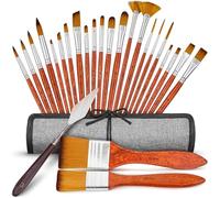 Professional Paint Brushes Set 26 Pcs - Expert Series Premium Brushes for Acrylic, Oil, Watercolor, Gouache - No Shedding, Canvas Roll Case & Palette Knife, Painter Gifts Art Supplies by CreativePeak