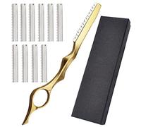Professional Paint Stainless Steel Feather Cut Hairdressing Razor (gold)