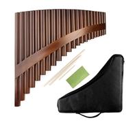 Professional Pan Flute 22 Pipes Handmade Bamboo Pan Flute C Key Brown Diagonal Wooden Strip(Left)