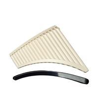 Professional Pan Flute Arc-shaped 18-pipe Beginner Easy-to-learn Panpipe C-tune Professional Model Ivory White/dark Brown(White)