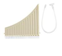 Professional Pan Flute Beginner Panflute 18 Pipes Beige + With Blowpipe Easy To Learn Panflute For Ethnic Groups