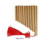 Professional Pan Flute C/F/G Key Pan Flute 25/22/18/15/10 Pipes Musical Instrument Light Brown Woodwind Instrument Handmade Pan Pipes(10C RIGHT HAND)