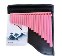 Professional Pan Flute Traditional musical instrument resin anti-fall 16-pipe panpipe-16 pipe rice multiple colors(Pink)