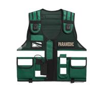 Professional Paramedic High-Visibility Tactical Vest, Green and Black, Reflective Strips, Multiple Storage Pockets, Emergency Response Gear (Enforcement)