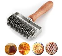 Professional Pastry Cutter & Dough Cutter, Stainless Steel Pizza Dough Roller with Wood Handle for Lattice Tops Pies Bread Cookies Create Fishnet Decorative Crusts