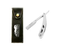 Professional & Personal Use Stainless Steel Metal Cut Throat Razor Barber Razor Handle Premium Quality Single Blade Straight Razor Edge, Moustache & Beard Shaper, With Travel Pouch