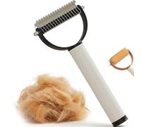 Professional Pet Deshedding Dog Brush - Dual Sided Undercoat Rake & Matted Hair Remover Detangler, Safe Grooming Tool for Long Thick Haired Cats, Ergonomic Non-Slip Handle 93g (Black)