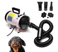 Professional Pet Dog Cat Hairdryer Powerful 2800W Dog Pet Grooming Hair Drying Force Dryer Blower Dry Coat Fur Blaster Heat On/Off + 3 Nozzles, Pink