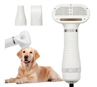 Professional Pet Grooming Dryer Brush - 3-in-1 Dog Blow Dryer with Slicker Brush, Adjustable Temp, Overheat Safe, Salon Quality