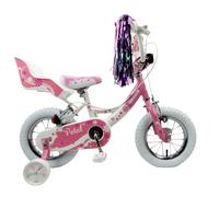 Professional Petal 12" Wheel Girls Kids Bike Pink White Stabilisers Dolly Seat Age 3 Years +