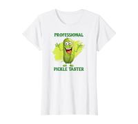 Professional Pickle Taster Funny Eating Mascot Value Graphic T-Shirt, Women, White, M
