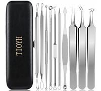 Professional Pimple Popper Tool Kit,10 PCS Blackhead Remover Tweezers,Extractor Acne Removal Kit for Easy Removal for Pimples,Comedone Extractor Tools for Removing Zit,Acne Removal Kit (Silver)