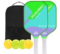 Professional Pink Pickleball Paddle Set of 2, T700 Carbon Fiber 16 mm PP Honeycomb Core, Comfort Grip, Bag & 4 Balls - Perfect Pickleball Gifts for Women (Green Pickleball Paddles Set of 2)