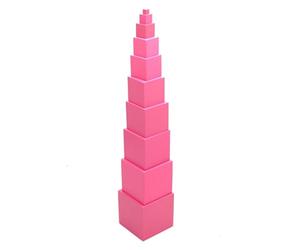 Professional Pink Tower Stacking Tubes - montessoris Learning Blocks, Fine Motor Skill Enhancer, Cognitive Growth Set, Sensory Development Kit | Ten Piece Wooden Cube Collection Supporting Early
