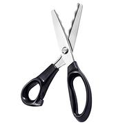 Professional Pinking Shears, Comfort Grip Handle Stainless Steel Dressmaking Scissors Sewing Art Craft Cut Tool, Serrated and Scalloped Blade Cutting Scissor for Fabric Decoration (Scalloped-18mm)