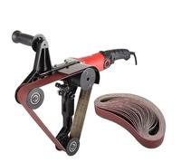 Professional Pipe Tube Polisher Sander Grinder, 800W Electric Belt Sanding Machine Adjustable Speed, Protective Cover, Includes 25 Sanding Belts for Efficient Polishing and Grinding(25 Sanding Belts)