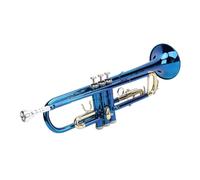 Professional Plastic Bb Trumpet Standard Trumpet Set for Student Beginner, Bb Trumpet Instrument Bb Standard Trumpet Blue Color Copper Gold Keys Beginner Trumpet for Performance